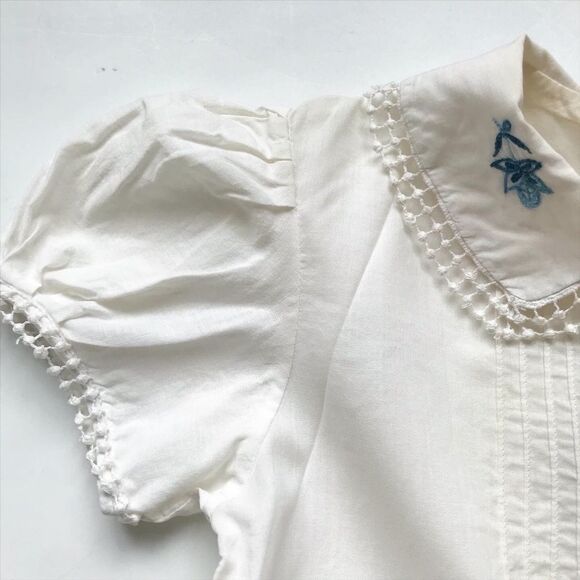 Vintage blue embroidered collar dress fits 5/6T - Picture 4 of 11